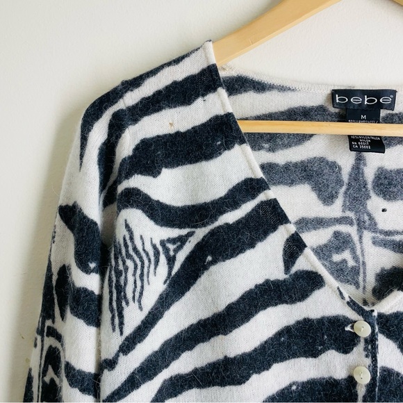 bebe Black and White Zebra Print Cardigan - Picture 4 of 13